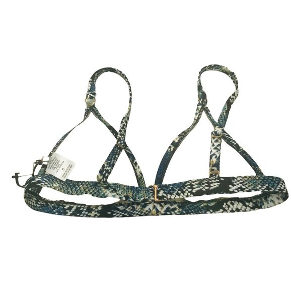 Shade And Shore Women's Size Small 4-6 Triangle Bikini Swim Top Snake Print New - Picture 2 of 15